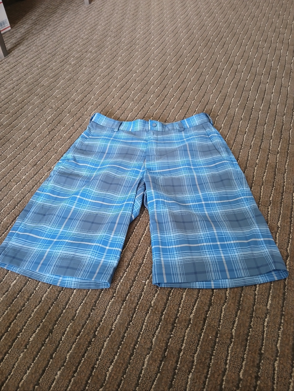 Nike Golf Tour Performance Dri Fit Flat Front Plaid Shorts Men's Size 30